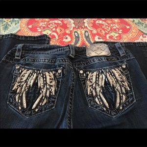 Miss Me 31x33 Easy Boot Signature Angel Wing Dark